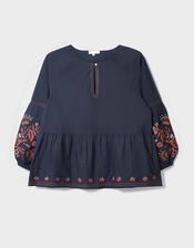 East Cerza Embroidered Top, Grey (CHARCOAL), large