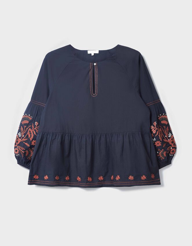 East Cerza Embroidered Top, Grey (CHARCOAL), large