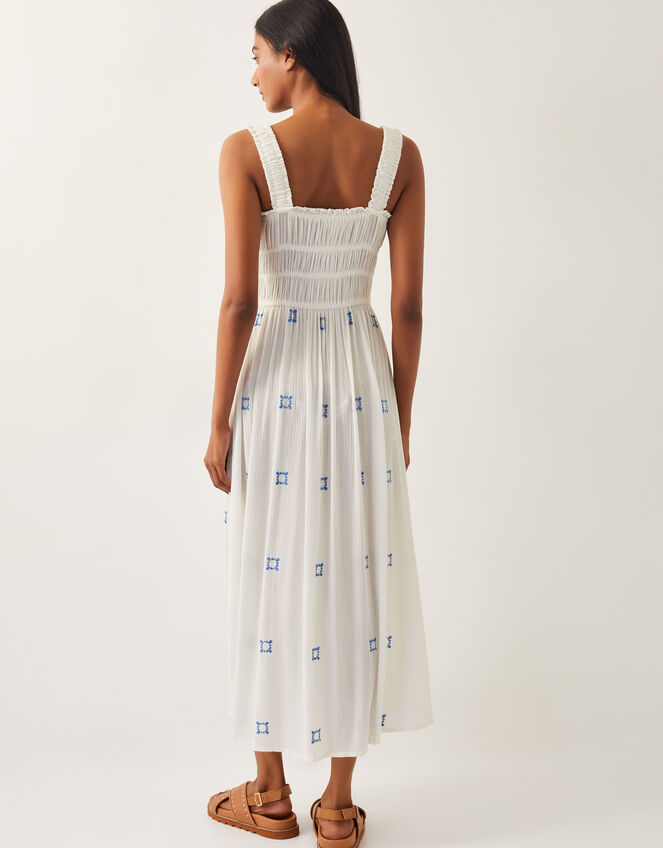 Briar Shirred Maxi Dress, White (WHITE), large