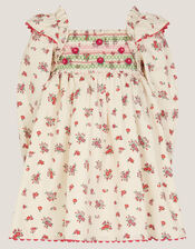 Baby Ditsy Floral Smock Dress, Ivory (IVORY), large
