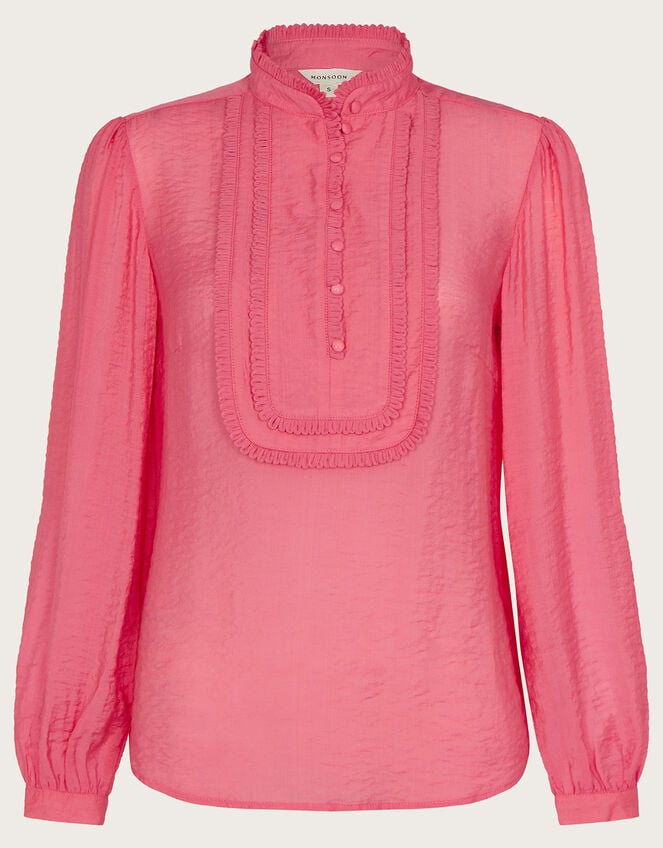 Liz Textured Bib Plain Blouse Orange | Tops & T-shirts | Monsoon UK.