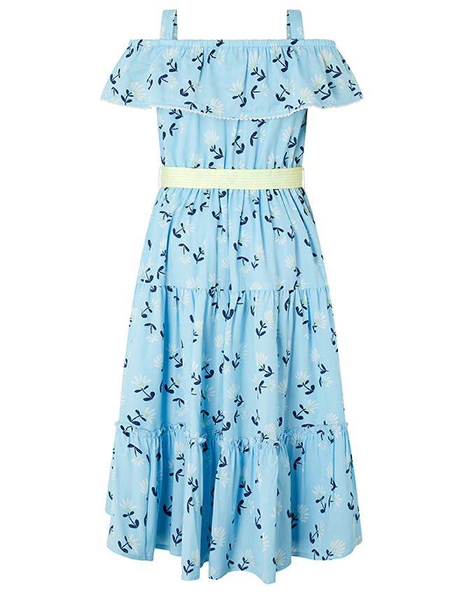 Chloe Floral Tiered Maxi Dress in Recycled Fabric, Blue (BLUE), large