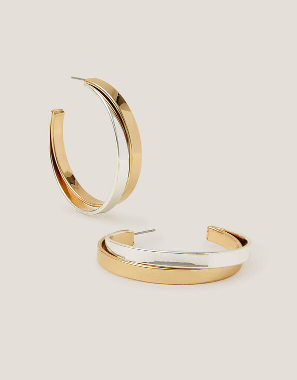 Two Tone Hoop Earrings, , large