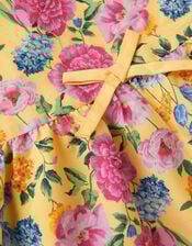 Floral Puff Sleeve Dress, Yellow (YELLOW), large