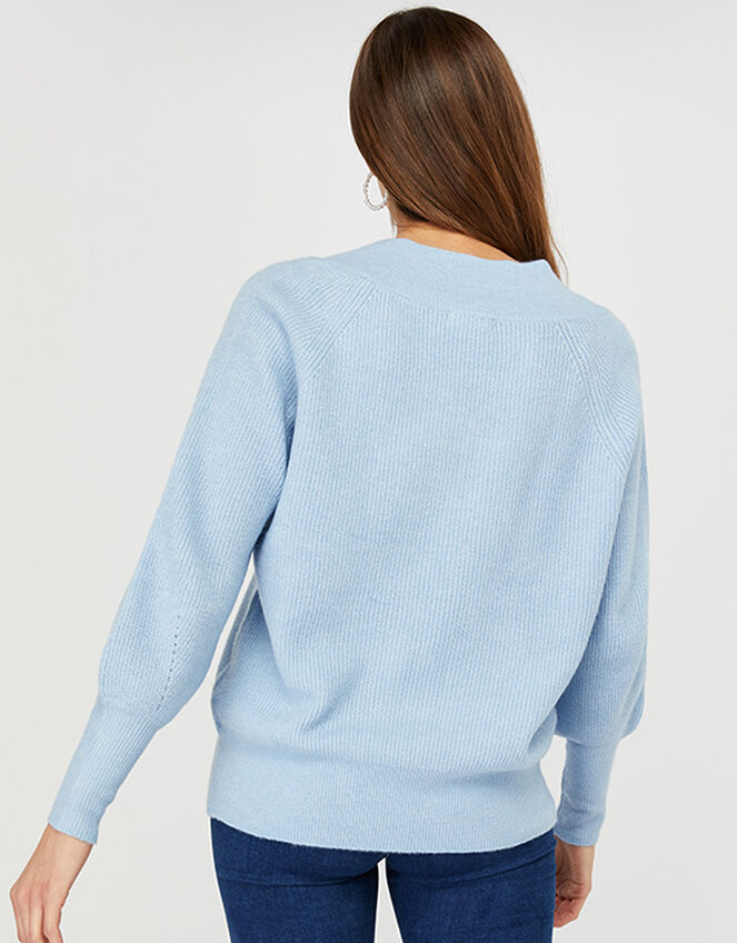 Georgie Ribbed Knit Jumper, Blue (BLUE), large