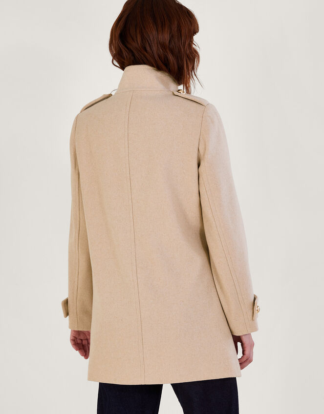 Phoebe Double Breasted Pea Coat, Brown (BISCUIT), large