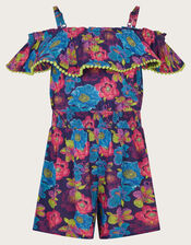 Sketchy Floral Playsuit, Blue (NAVY), large