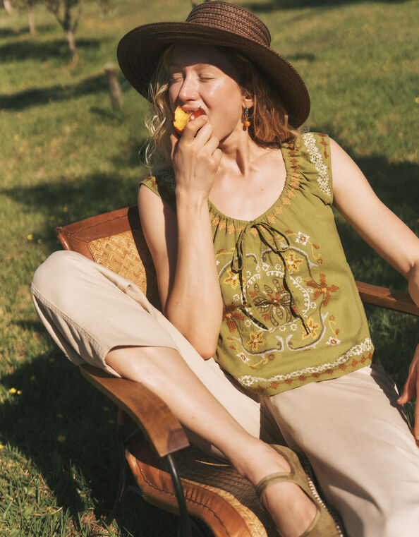 Megan Cropped Barrel Trousers, Natural (ECRU), large