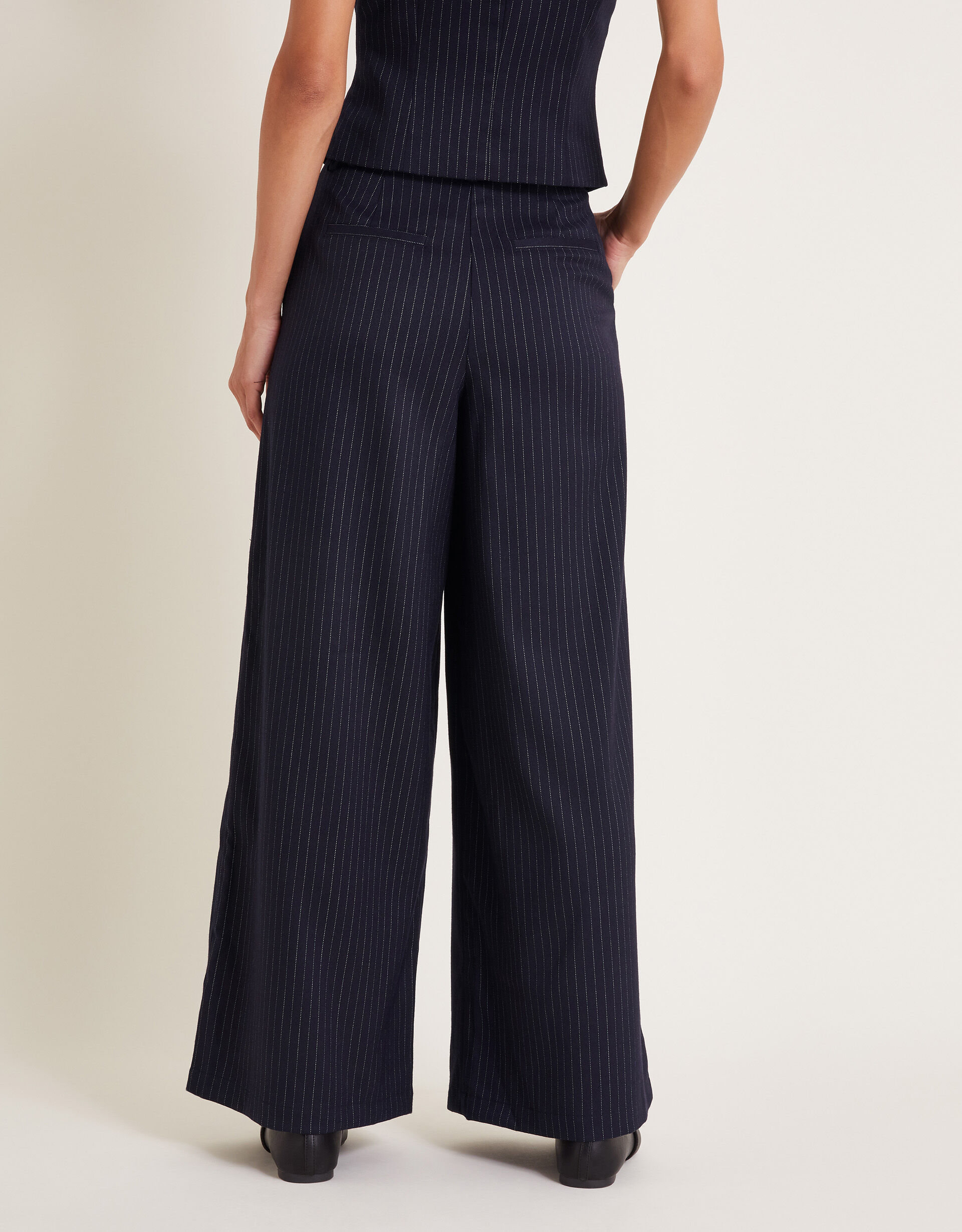 Pinstripe wide leg pants shop