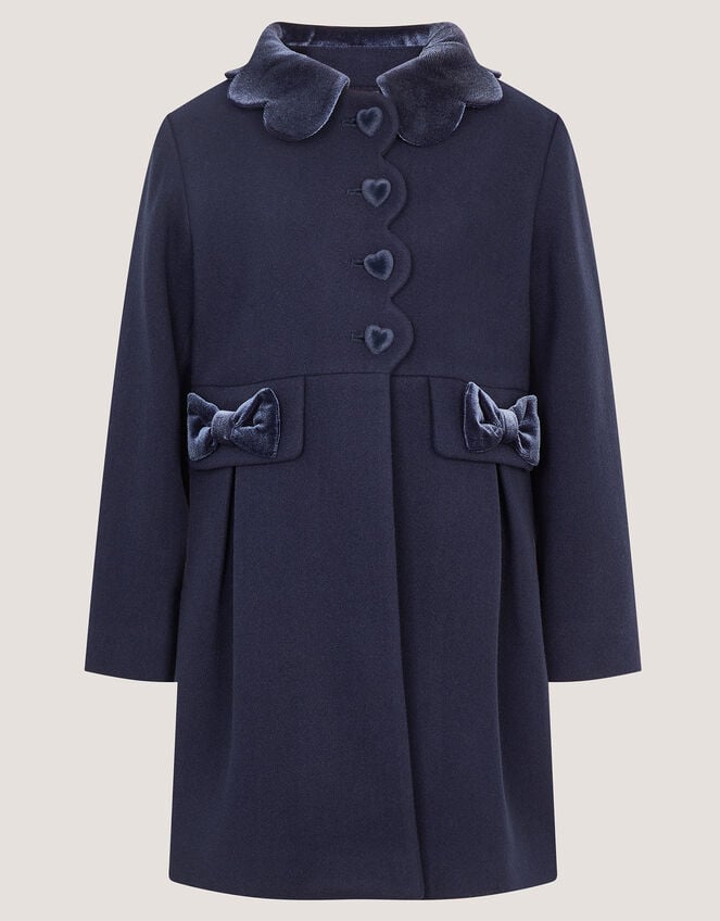 Scallop Collar Coat, Blue (NAVY), large