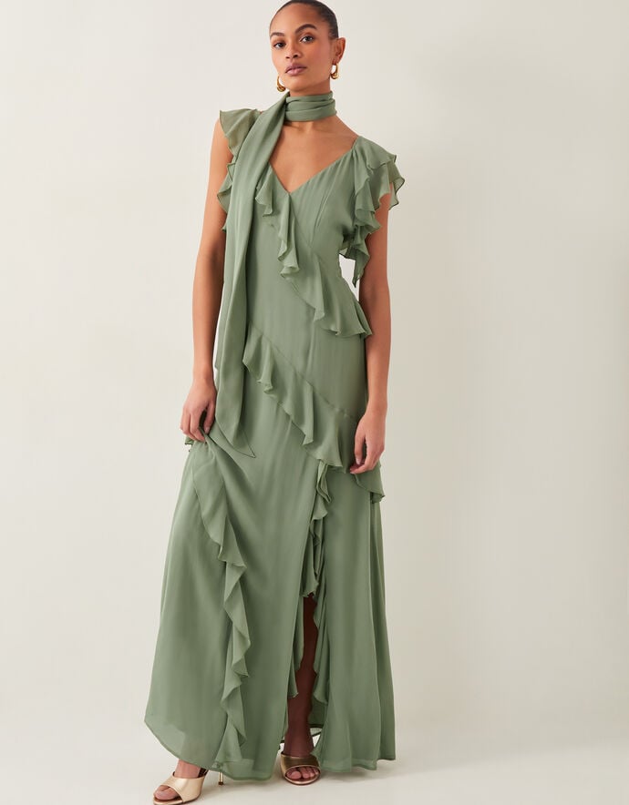 Green Maxi Ruffle Dress