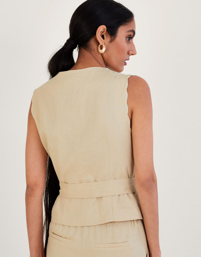 Lizzie Waistcoat in Linen Blend, Natural (STONE), large