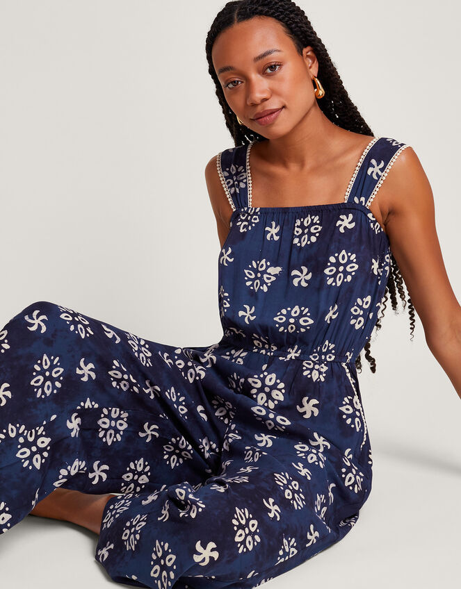 Loreta Batik Print Jumpsuit, Blue (NAVY), large