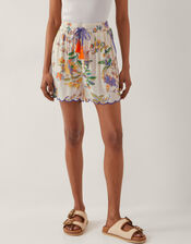 Kaia Scallop Floral Shorts, Ivory (IVORY), large