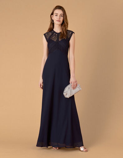 Lolita Maxi Dress with Lace Bodice Blue, Blue (NAVY), large