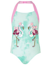 Sequin Flamingo Swimsuit, Blue (TURQUOISE), large