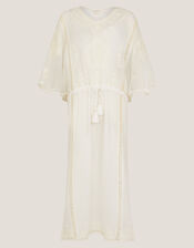 Lena Embroidered Kaftan Dress, White (WHITE), large