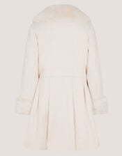 Isabella Faux Fur Collar Coat, Ivory (IVORY), large