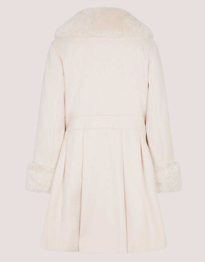 Isabella Faux Fur Collar Coat, Ivory (IVORY), large