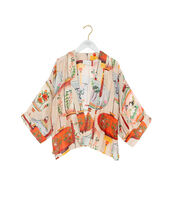 One Hundred Stars Lanterns Print Short Kimono, , large
