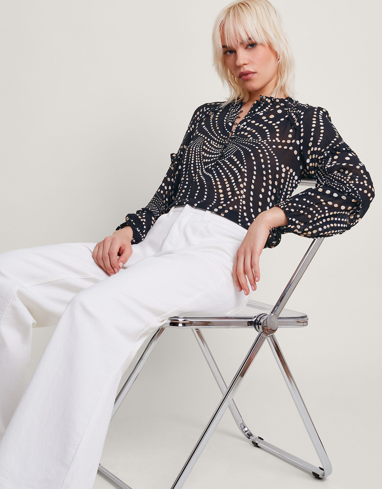 Dora Spot Blouse Black Blouses Shirts Monsoon UK