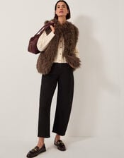 Maeve Shaggy Faux Fur Gilet, Brown (CHOCOLATE), large