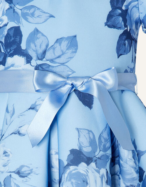 Summer Scuba Floral Dress, Blue (BLUE), large