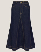 Goldie Godet Denim Skirt, Blue (INDIGO), large