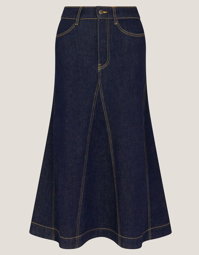 Goldie Godet Denim Skirt, Blue (INDIGO), large