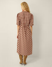 Frankie Check Print Midi Dress, Brown (BROWN), large