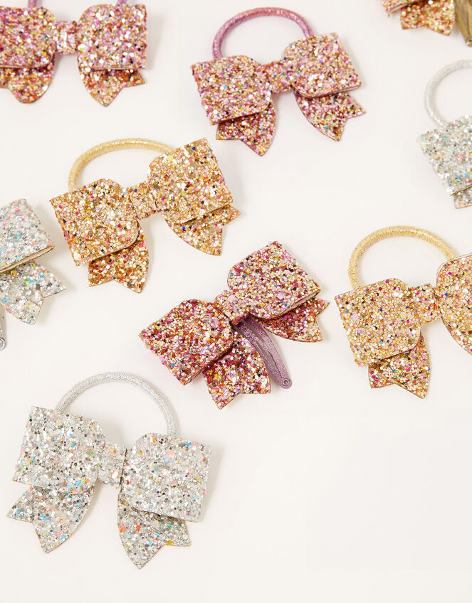 Glitter Bow Hair Accessory Set, , large