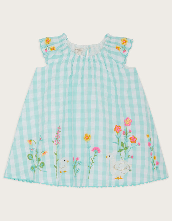 Floral Embroidered Gingham Milkmaid Dress