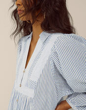 Callie Stripe Midi Shirt Dress, Blue (BLUE), large