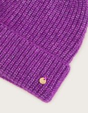 Super Soft Knit Beanie Hat with Recycled Polyester, Purple (PURPLE), large