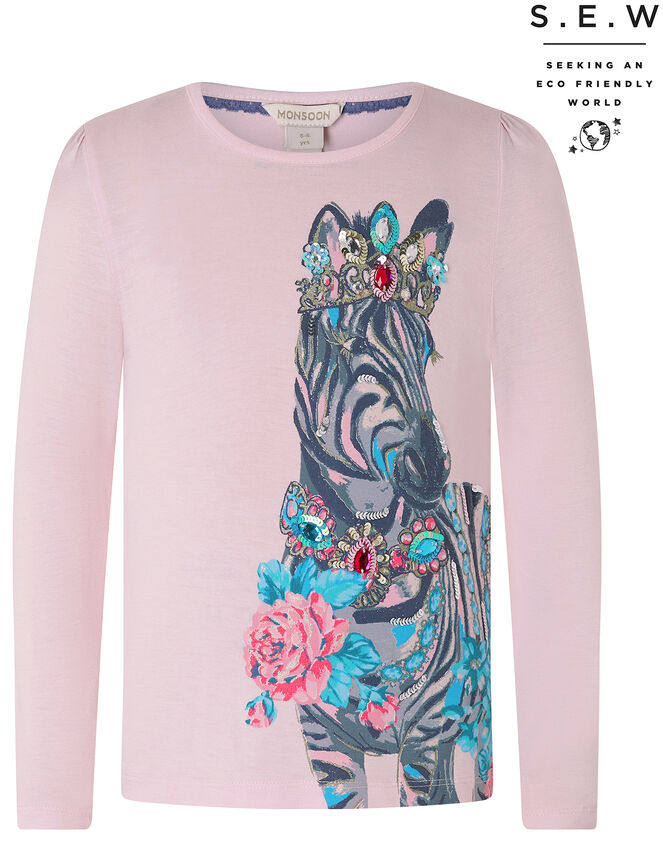 Sparkly Zebra T-shirt with LENZING™ ECOVERO™, Pink (PINK), large