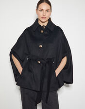 Cecily Military Cape Coat, Black (BLACK), large