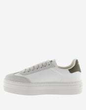 Victoria Barcelona Suede Platform Trainers, Green (KHAKI), large