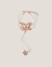 Pearl Butterfly Hand Chain Bracelet & Ring, , large