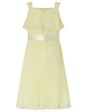 Italia Pleated Dress in Recycled Polyester, Yellow (LEMON), large
