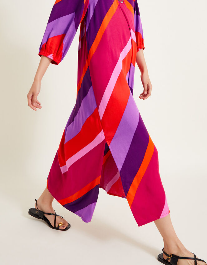 Sonya Stripe Kaftan Dress, Red (RED), large