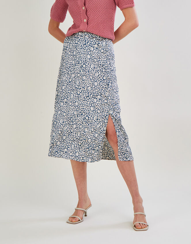 Anias Animal Crinkle Midi Skirt with Recycled Polyester, Teal (TEAL), large