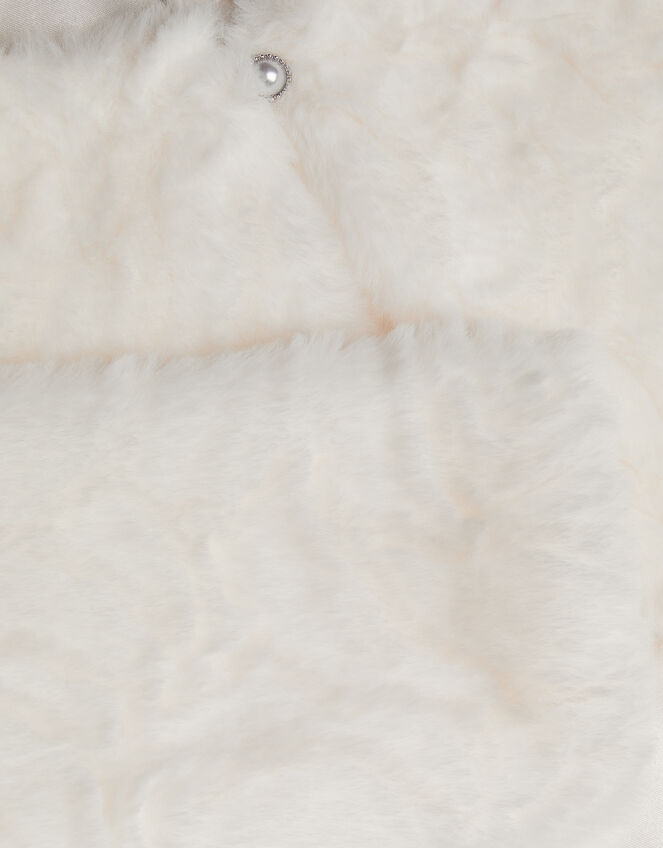 Rose Textured Faux Fur Cardigan, Ivory (IVORY), large