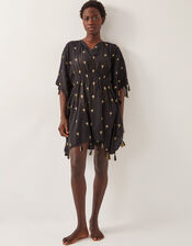 Ivy Palm Embroidered Kaftan, Black (BLACK), large