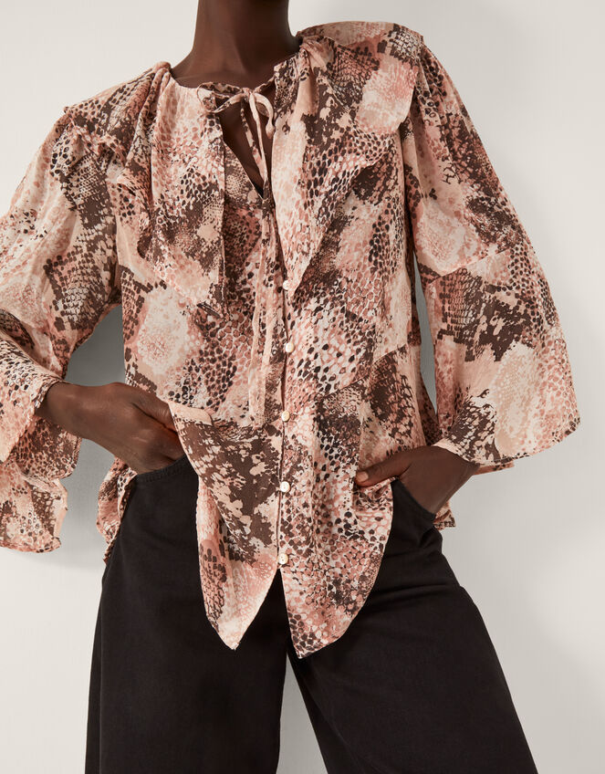 Synthia Snake Print Blouse, Pink (BLUSH), large