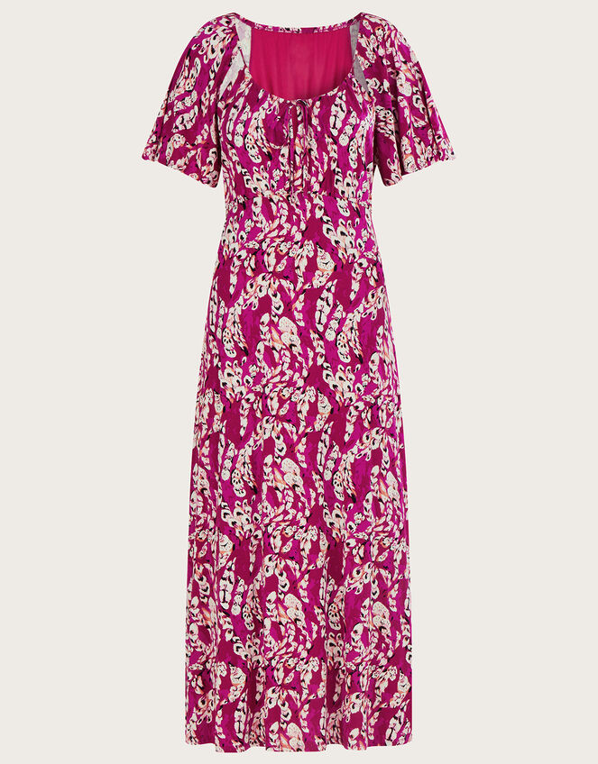 Strappy Feather Jersey Maxi Dress, Pink (PINK), large