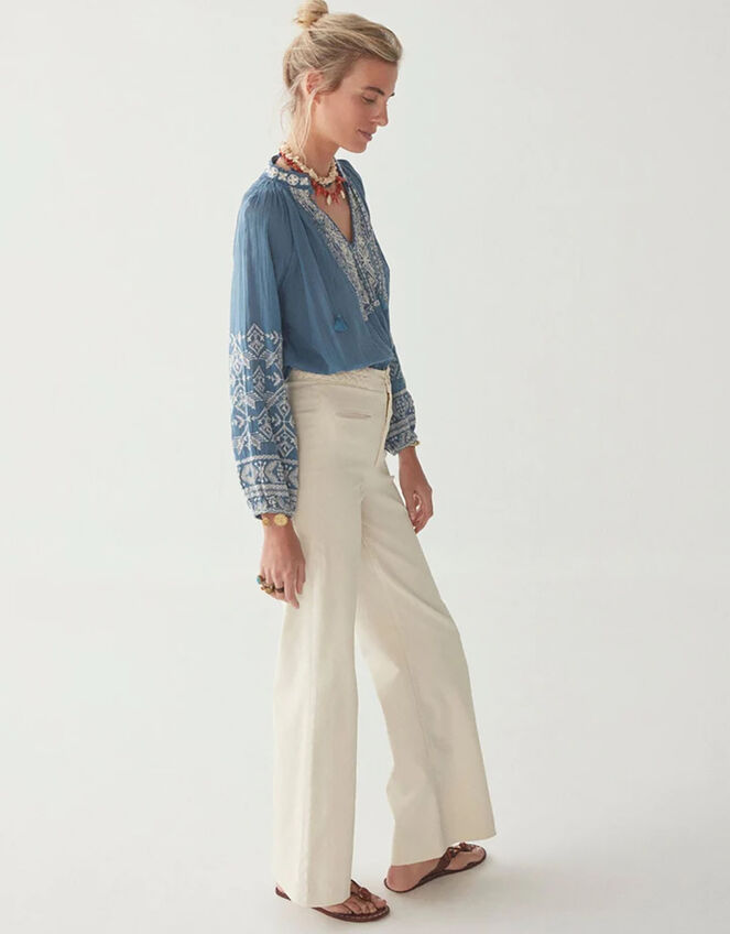 Maison Hotel Tie Neck Blouse, Blue (BLUE), large