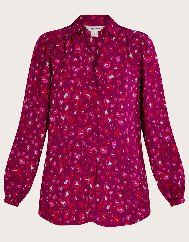 Sara Animal Print Blouse, Pink (PINK), large