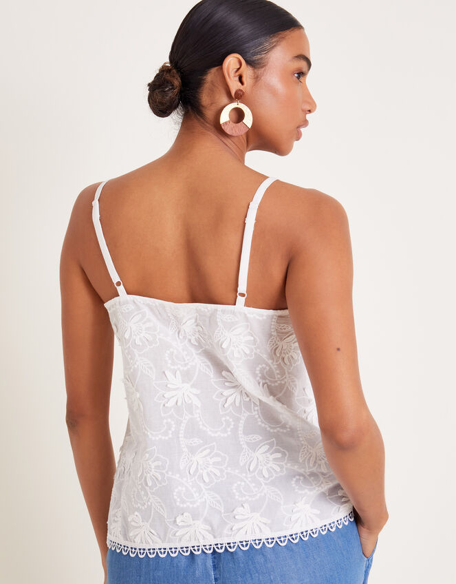 Rosie Embroidered Cami Top, White (WHITE), large