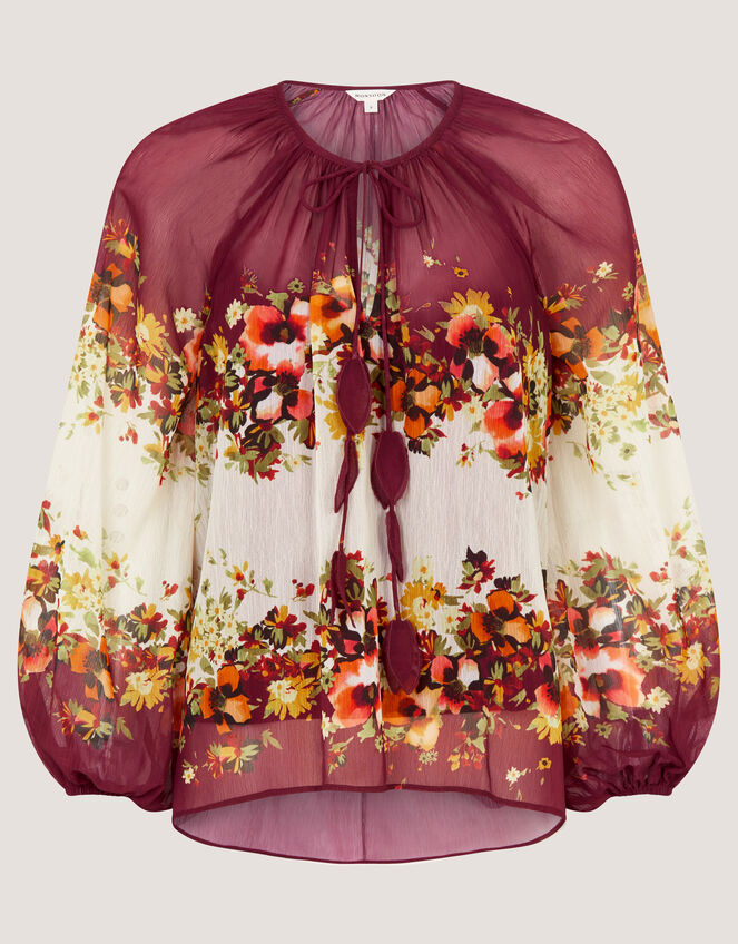 Parrie Balloon Sleeve Floral Blouse, Cream (CREAM), large