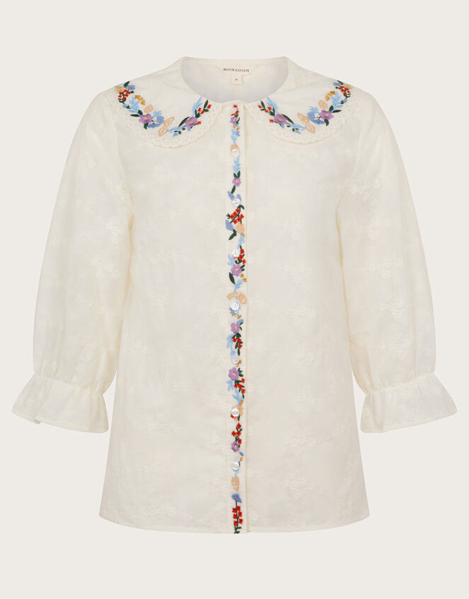 Clara Embroidered Shirt Ivory | Tops & T-shirts | Monsoon UK 